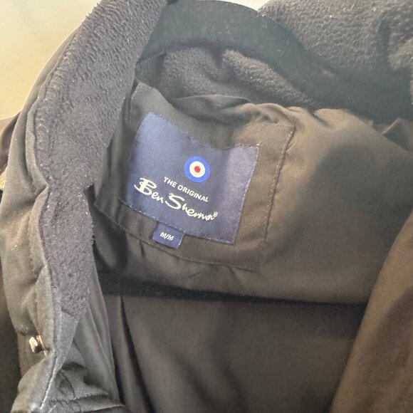 Ben Sherman Puffer Jacket Men Medium Black Lightweight With Hood - Picture 10 of 10